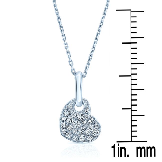 Diamond Pave Dangle Heart Pendant In 14k White Gold (1/6 Ct.tw.)