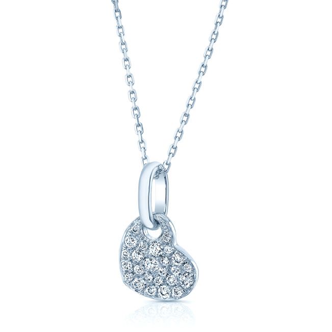 Diamond Pave Dangle Heart Pendant In 14k White Gold (1/6 Ct.tw.)