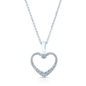 Natural Diamond Heart Shape Pendant in 14K White Gold, 4 ct. t.w. – front view | RockHer