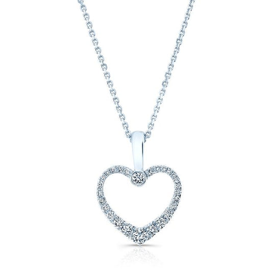 Diamond Pave Heart Pendant In 14k White Gold (1/4 Ct.tw.)