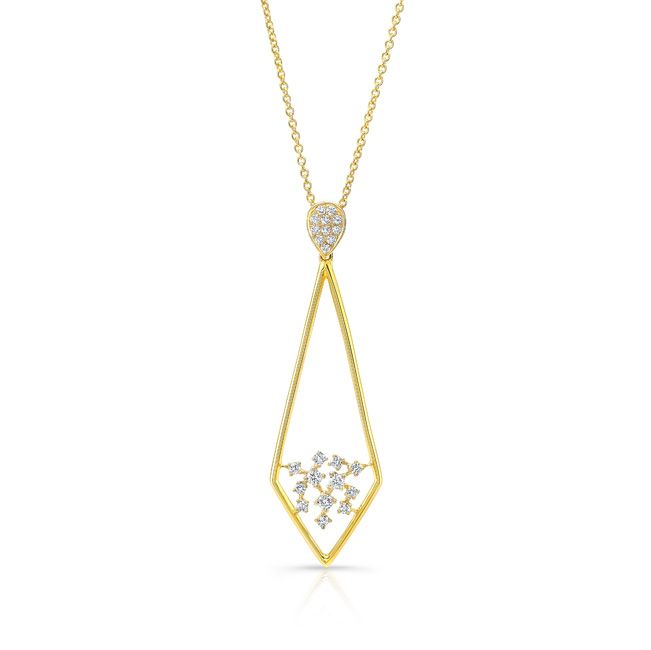 Diamond Pave Elongated Diamond Shaped Pendant In 14k Yellow Gold (1/3 Ct.tw.)