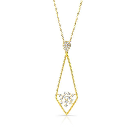 Diamond Pave Elongated Diamond Shaped Pendant In 14k Yellow Gold (1/3 Ct.tw.)
