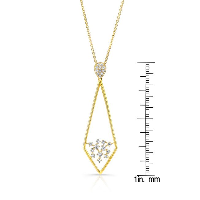 Diamond Pave Elongated Diamond Shaped Pendant In 14k Yellow Gold (1/3 Ct.tw.)