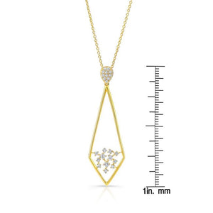 Natural Diamond Round Brilliant Pendant in 14K Yellow Gold, 3 ct. t.w. – scale reference | RockHer