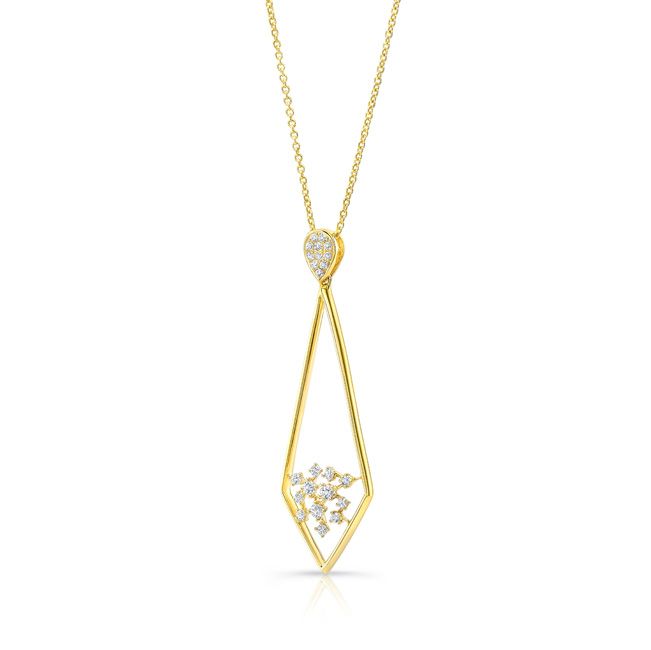 Diamond Pave Elongated Diamond Shaped Pendant In 14k Yellow Gold (1/3 Ct.tw.)
