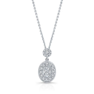 Natural Diamond Oval Halo Pendant in 14K White Gold, 1/3 ct. t.w. – front view | RockHer