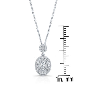 Natural Diamond Oval Halo Pendant in 14K White Gold, 1/3 ct. t.w. – front view | RockHer