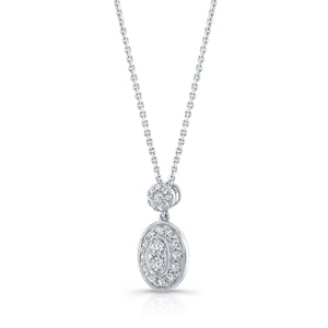Natural Diamond Oval Halo Pendant in 14K White Gold, 1/3 ct. t.w. – side profile | RockHer