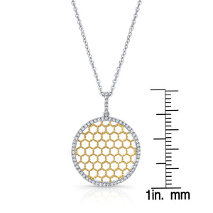 Diamond Textured Honeycomb Pendant In 14k Two Tone Gold (1/6 Ct.tw.) – scale reference | RockHer