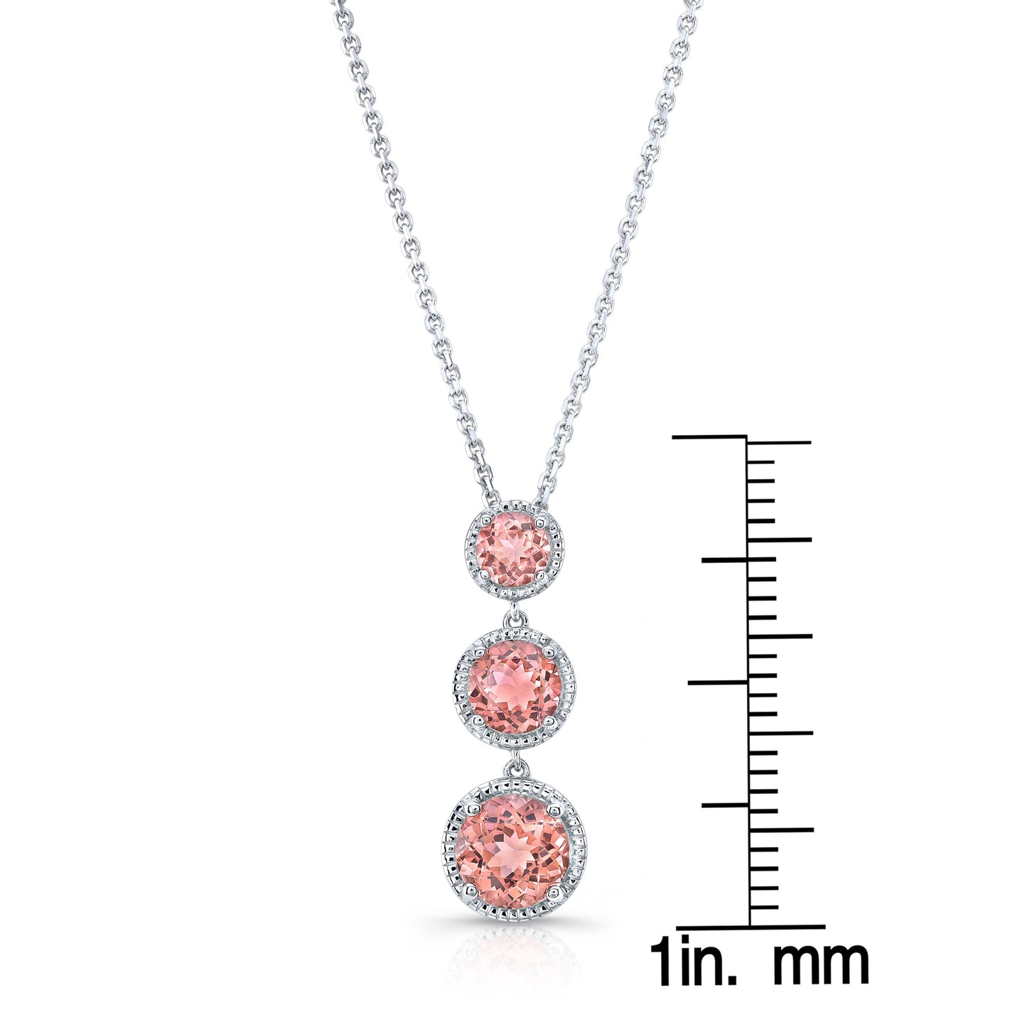 Graduated Pink Sapphire Drop Pendant In 14k White Gold
