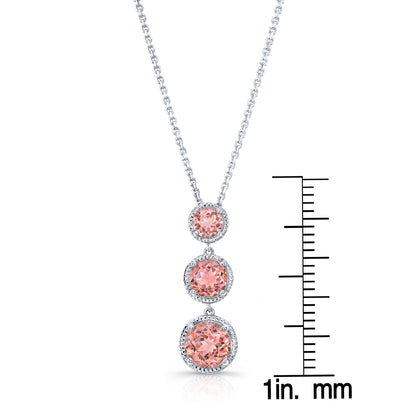 Graduated Pink Sapphire Drop Pendant In 14k White Gold