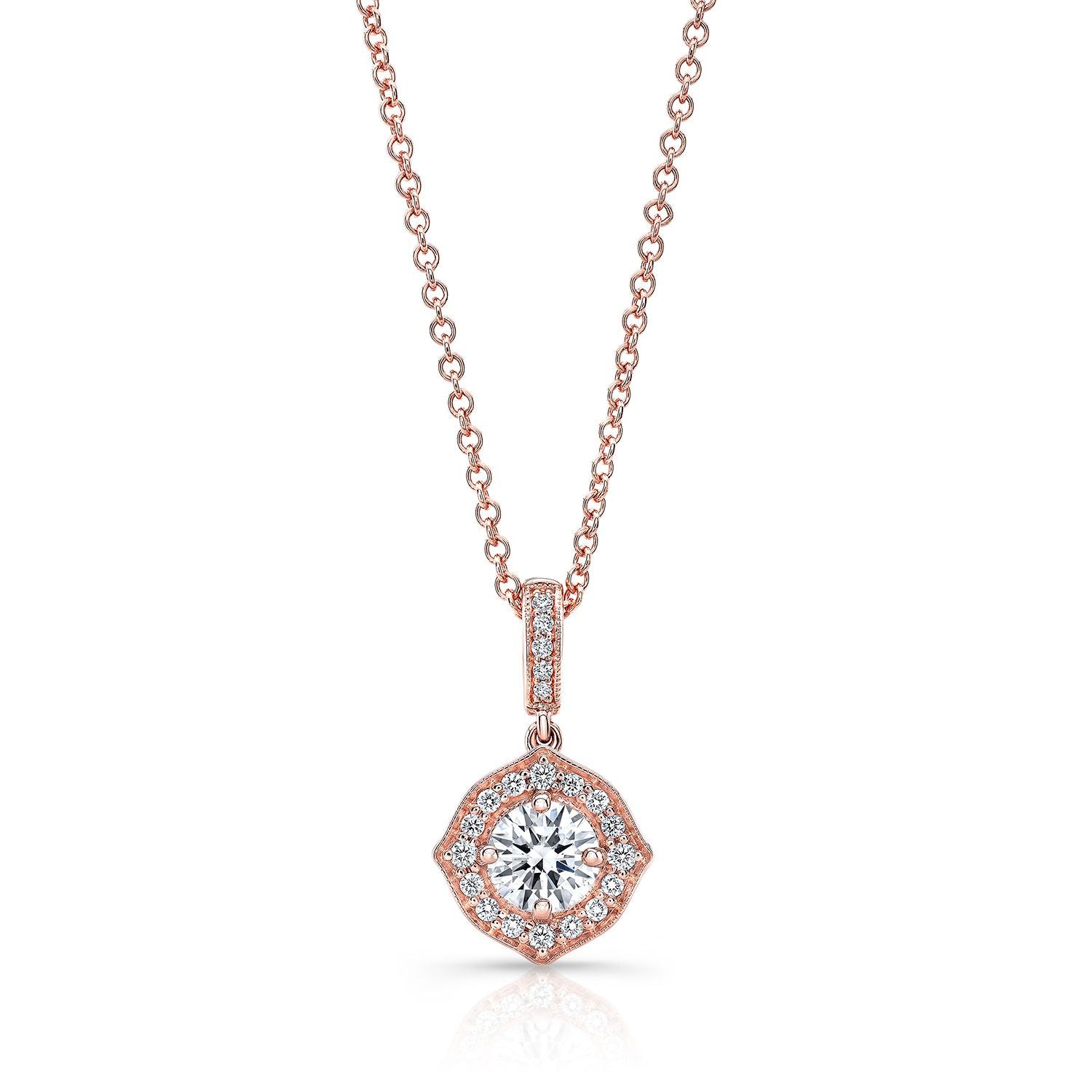 Diamond Pave Pendant In 14k Rose Gold (16-18