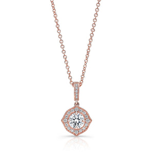 Natural Diamond Round Brilliant Pendant in 14K Rose Gold – front view | RockHer