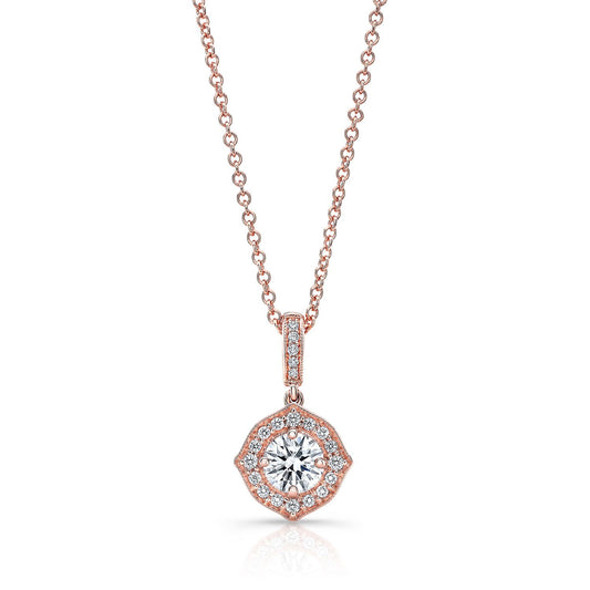 Diamond Pave Pendant In 14k Rose Gold (16-18" Adj)