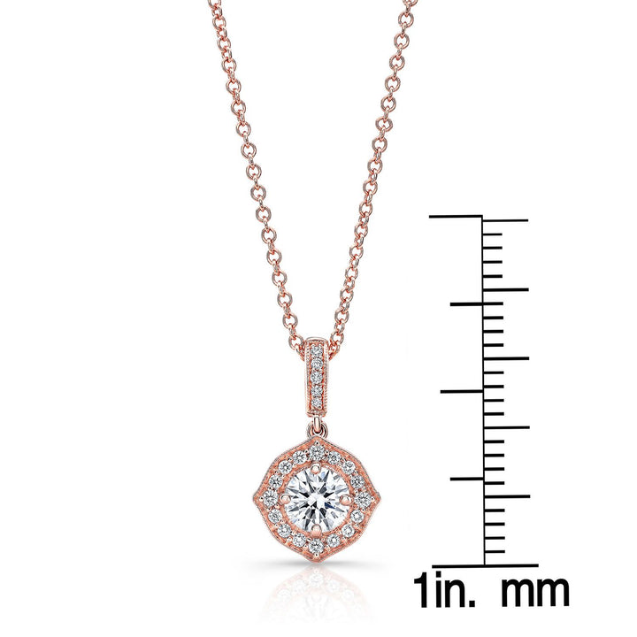 Diamond Pave Pendant In 14k Rose Gold (16-18" Adj)