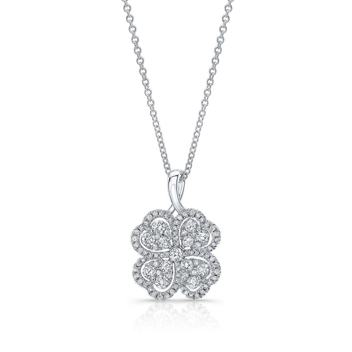 Natural Diamond Round Brilliant Pendant in 14K White Gold – front view | RockHer