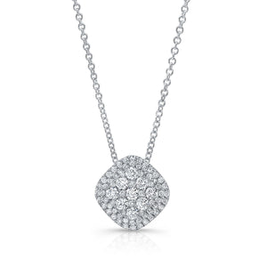 Natural Diamond Cushion Pendant in 14K White Gold, 1/2 ct. t.w. – front view | RockHer