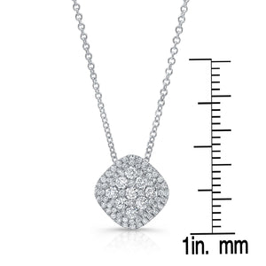Natural Diamond Cushion Pendant in 14K White Gold – front view | RockHer