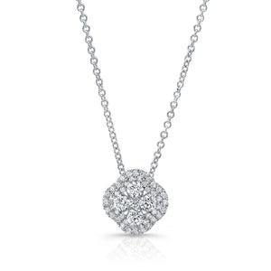Natural Diamond Cushion Pendant in 14K White Gold – front view | RockHer