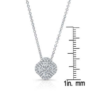 Natural Diamond Cushion Pendant in 14K White Gold – front view | RockHer