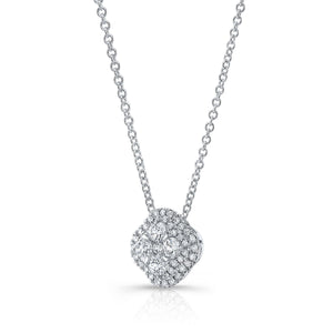Natural Diamond Cushion Pendant in 14K White Gold – side profile | RockHer