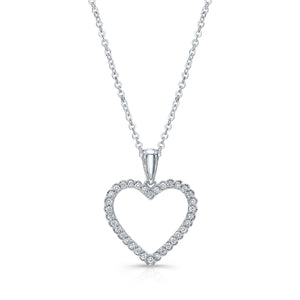Natural Diamond Heart Shape Pendant in 14K White Gold – front view | RockHer