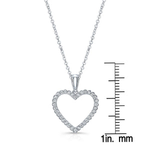 Natural Diamond Heart Shape Pendant in 14K White Gold – front view | RockHer