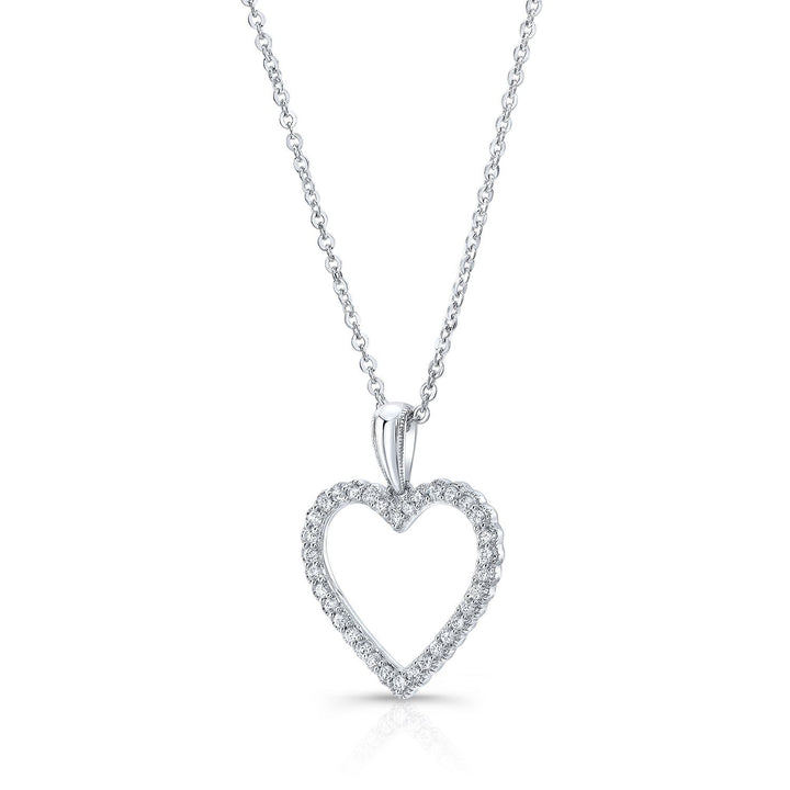 Diamond Heart Pendant With Scallop Edge And Millgrain Detail In 14k White Gold