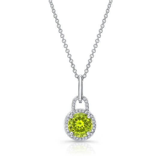 Blue Topaz And Diamond Round Halo Doorknocker Dangle Pendant In 14kw Yellow Gold (7mm), 17-inch Chain