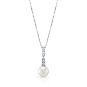Cultured Pearl Pear Shape Pendant in 14K White Gold – front view | RockHer