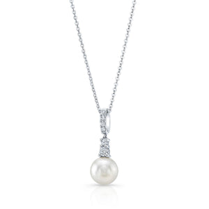 Cultured Pearl Pear Shape Pendant in 14K White Gold – side profile | RockHer