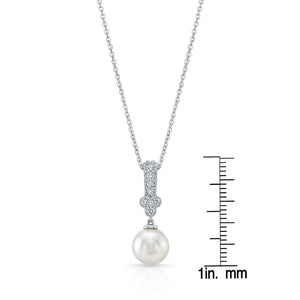 Cultured Pearl Pear Shape Pendant in 14K White Gold – front view | RockHer