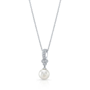 Cultured Pearl Pear Shape Pendant in 14K White Gold – side profile | RockHer
