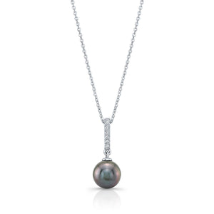 South Sea Pearl Pear Shape Pendant in 14K White Gold – front view | RockHer