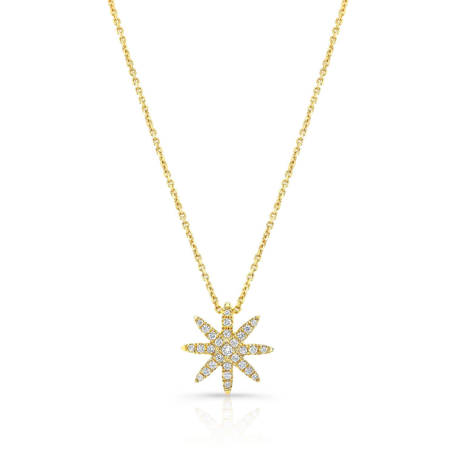 Diamond Pave 8-point Star Pendant In 14k Yellow Gold