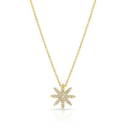 Diamond Pave 8-point Star Pendant In 14k Yellow Gold