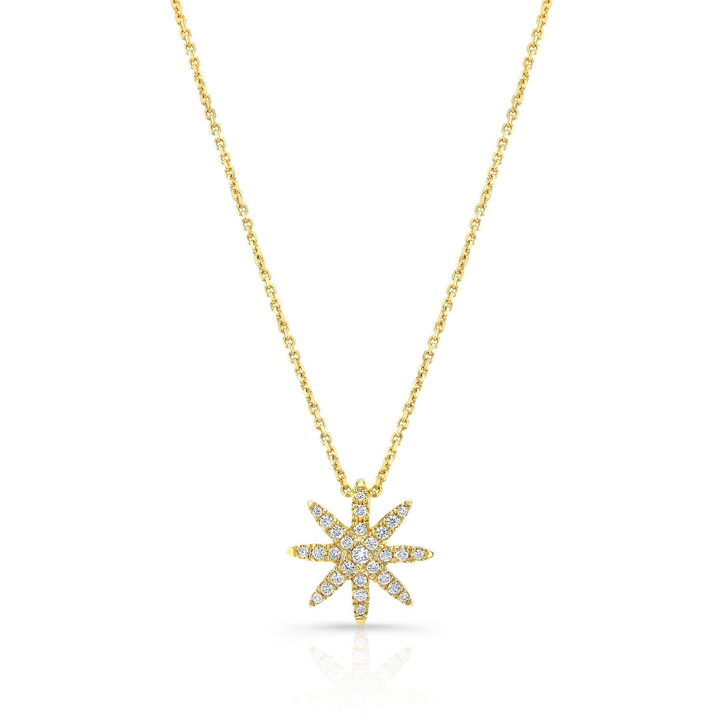 Diamond Pave 8-point Star Pendant In 14k Yellow Gold