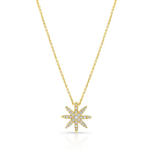 Natural Diamond Round Brilliant Pendant in 14K Yellow Gold – front view | RockHer