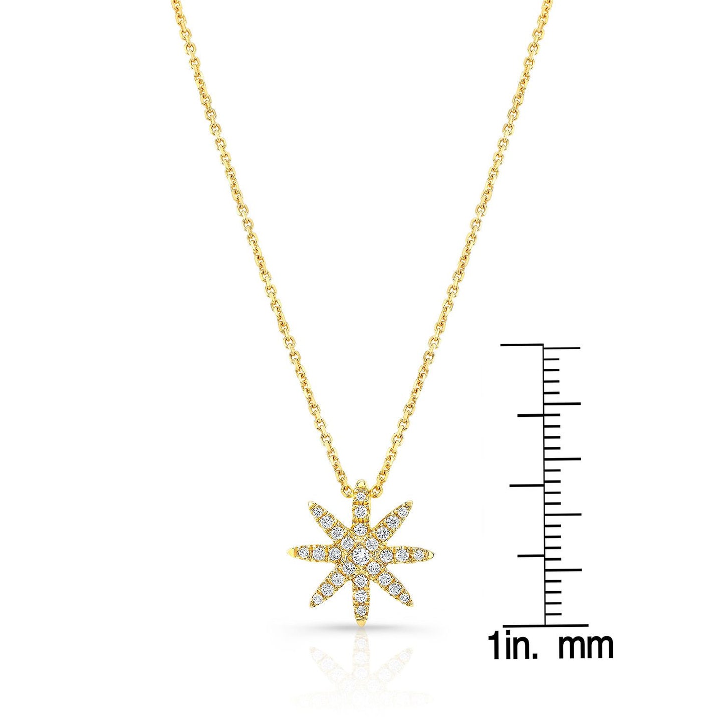 Diamond Pave 8-point Star Pendant In 14k Yellow Gold