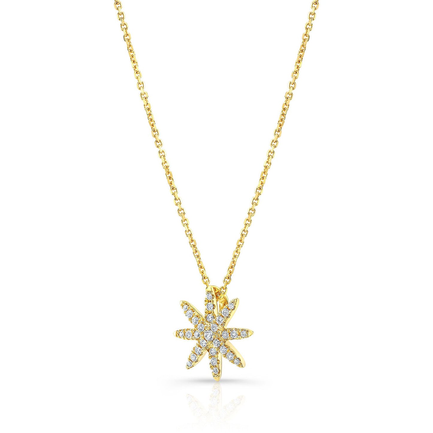 Diamond Pave 8-point Star Pendant In 14k Yellow Gold