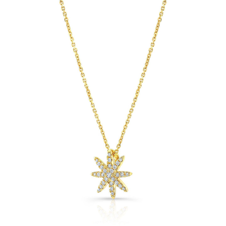 Diamond Pave 8-point Star Pendant In 14k Yellow Gold