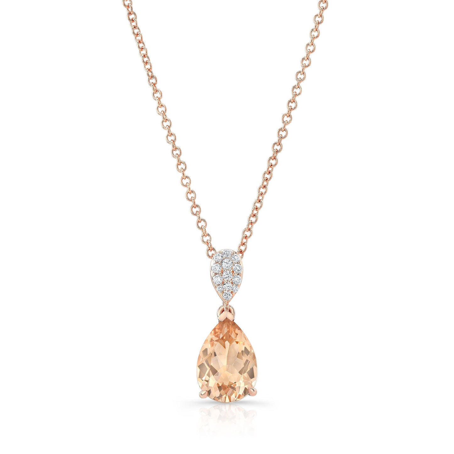 Morganite And Diamond 10x7mm Pear Shape Pendant