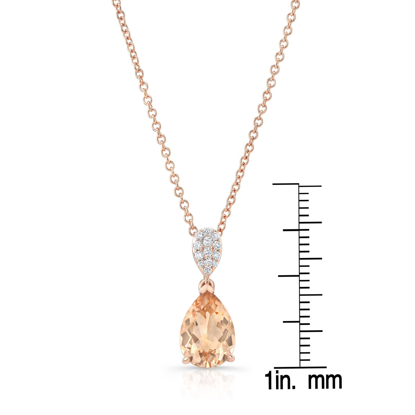 Morganite And Diamond 10x7mm Pear Shape Pendant