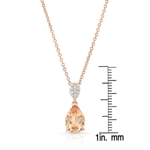 Morganite Pear Shape Pendant in 14K Rose Gold – front view | RockHer