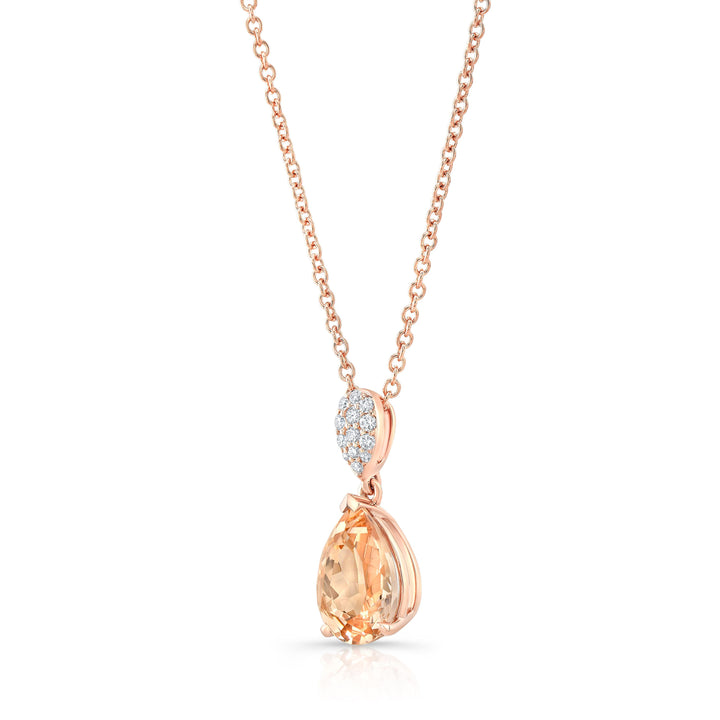 Morganite And Diamond 10x7mm Pear Shape Pendant