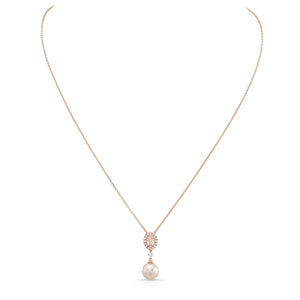 Morganite Pear Shape Pendant in 14K Rose Gold – detail view | RockHer