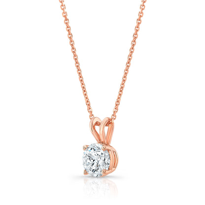 Round (full Cut) Diamond Solitaire Pendant In A 14k Rose Gold 4-prong Basket Setting, 2.75ct. T.w. (hi, Si1-si2)