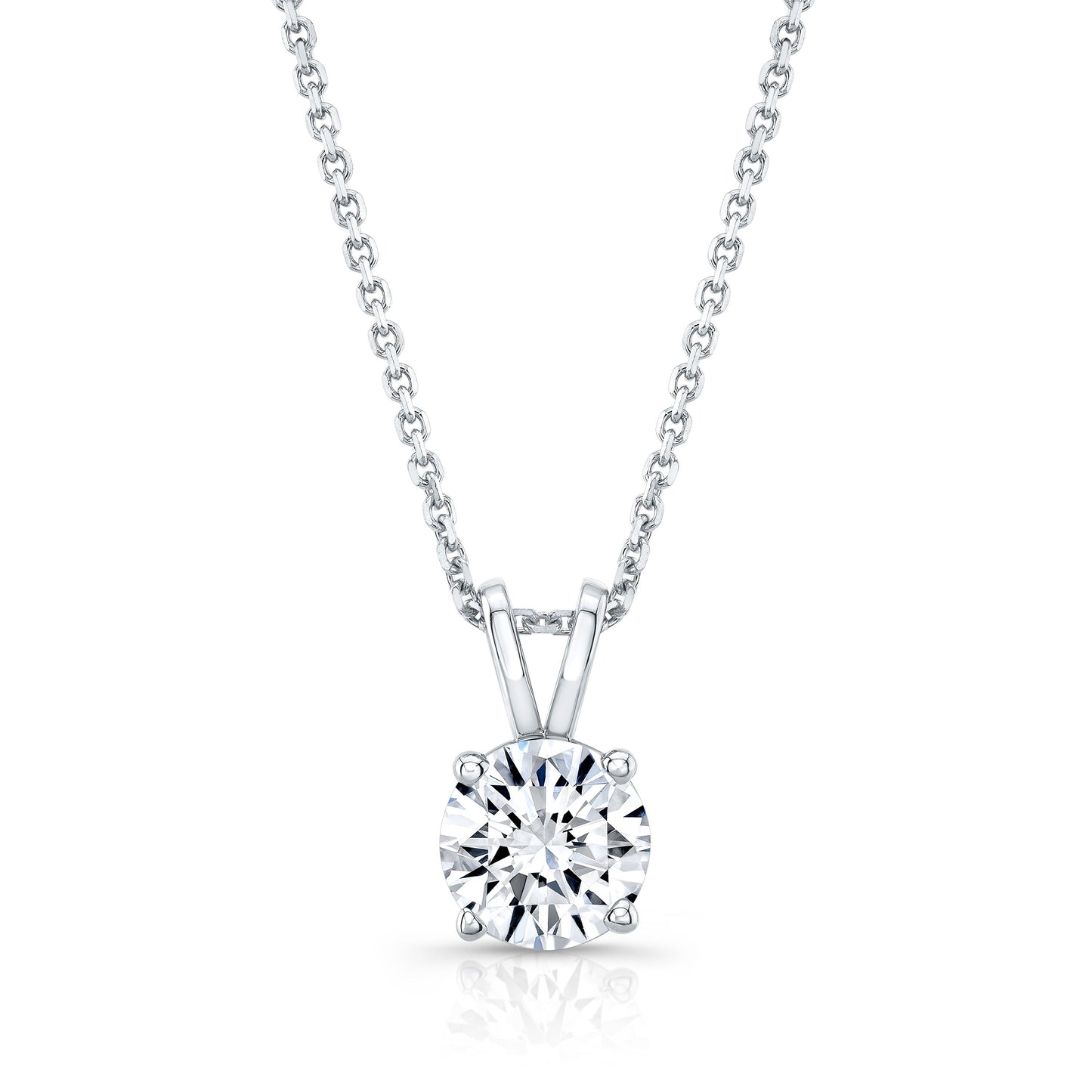 Round (full Cut) Diamond Solitaire Pendant In A 14k White Gold 4-prong Basket Setting, 2.75ct. T.w. (hi, Si1-si2)