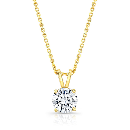 Round (full Cut) Diamond Solitaire Pendant In A 14k Yellow Gold 4-prong Basket Setting, 0.55ct. T.w. (hi, Si1-si2)