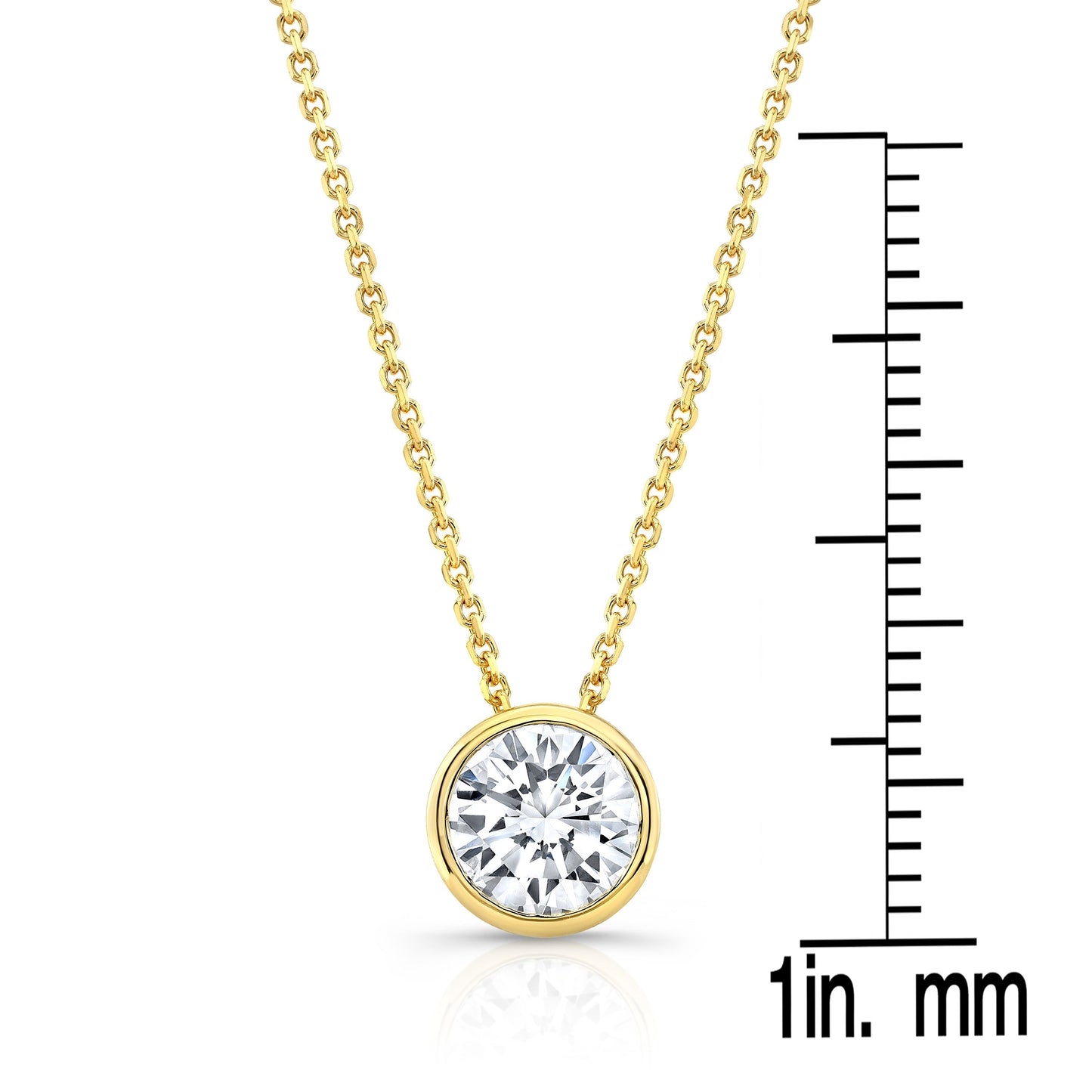 Round (full Cut) Diamond Solitaire Pendant In A 14k Yellow Gold Bezel Slide Setting, 1ct. T.w. (hi, Si1-si2)